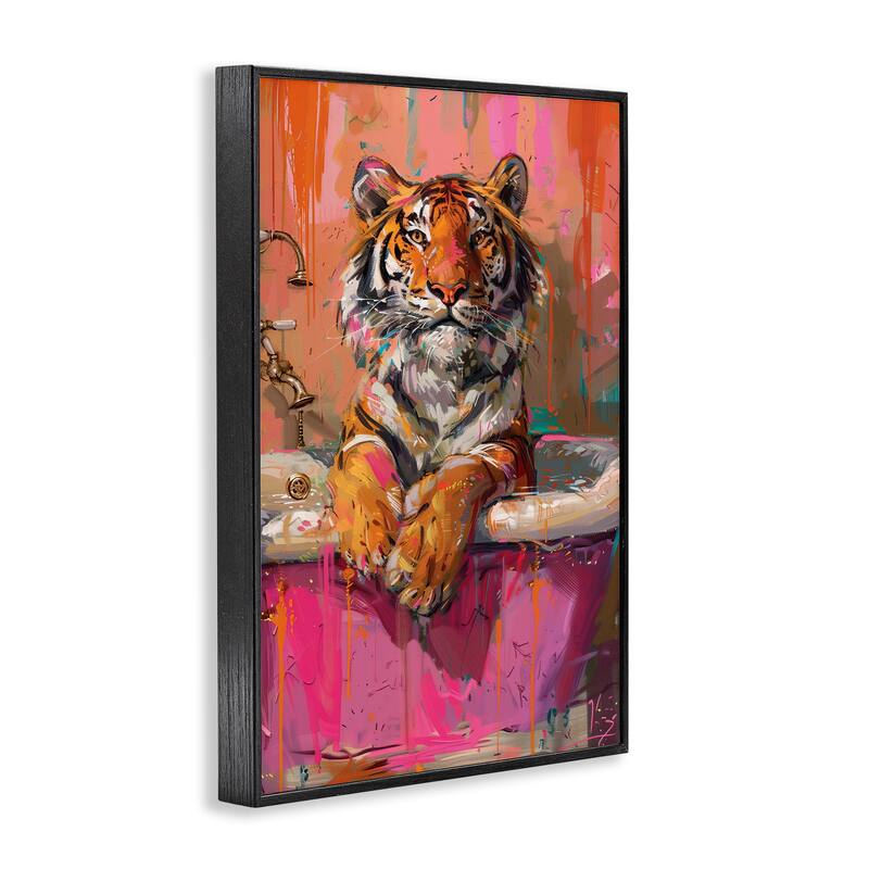 Stupell Fresh Abstraction Tiger in Bathtub Framed Giclee Art Design By LSR Design Studio
