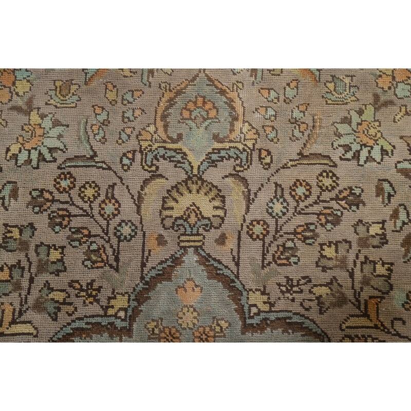 Hand Knotted Oriental 100% Wool Carpet Traditional Floral Brown Tabriz Area Rug - 11' 3'' X 7' 10''