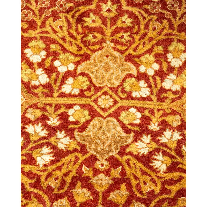 Overton Hand Knotted Wool Vintage Inspired Traditional Mogul Orange Area Rug - 5 x 8