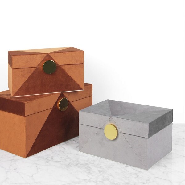 FloralGoods Flannel Surface Gold Button Jewelry Box