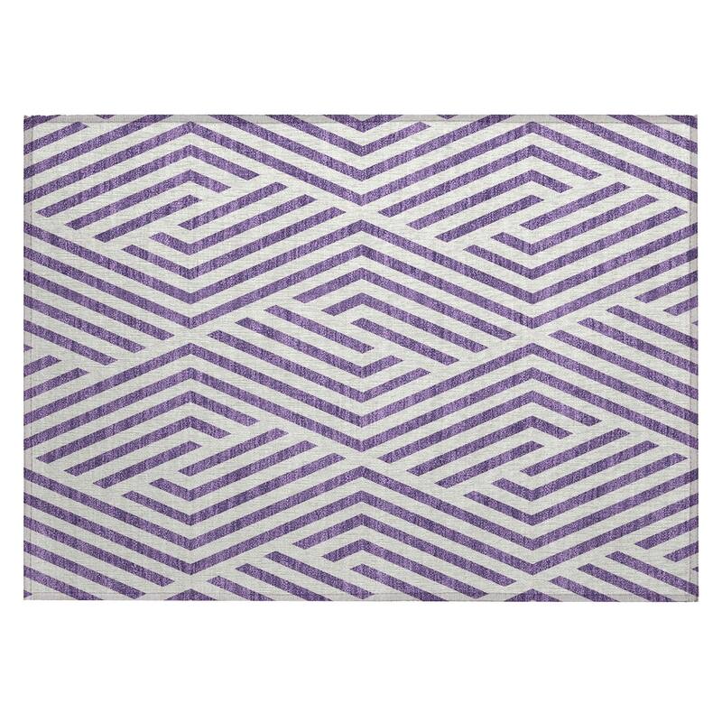 Baso Sleek Geometric Weather Resistant Blended Style Outdoor Rug