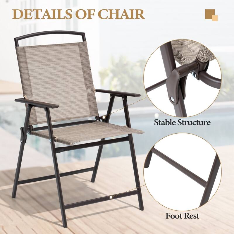 Set of 4 Patio Folding Chairs 4-Pack Dining Chairs