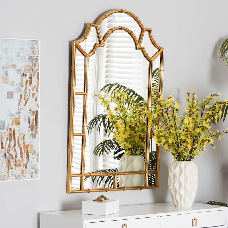 Bedivere Modern Glam and Luxe Antique Goldleaf Metal Accent Wall Mirror - Antique goldleaf