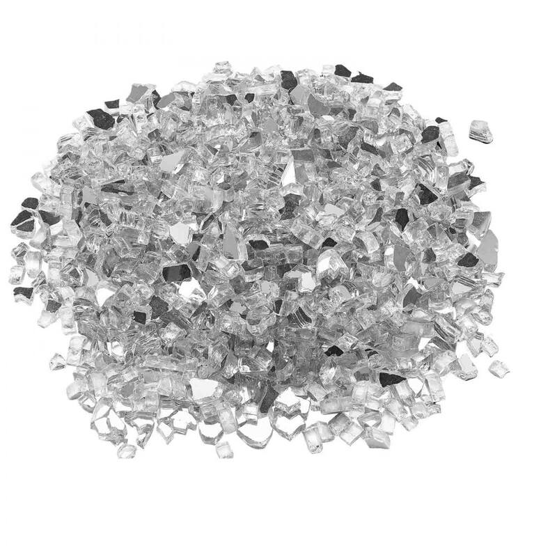 Clear Tempered Crushed Glass Fireplace Glass Rocks 10 lbs. Heat Resistant - 1/2 inch
