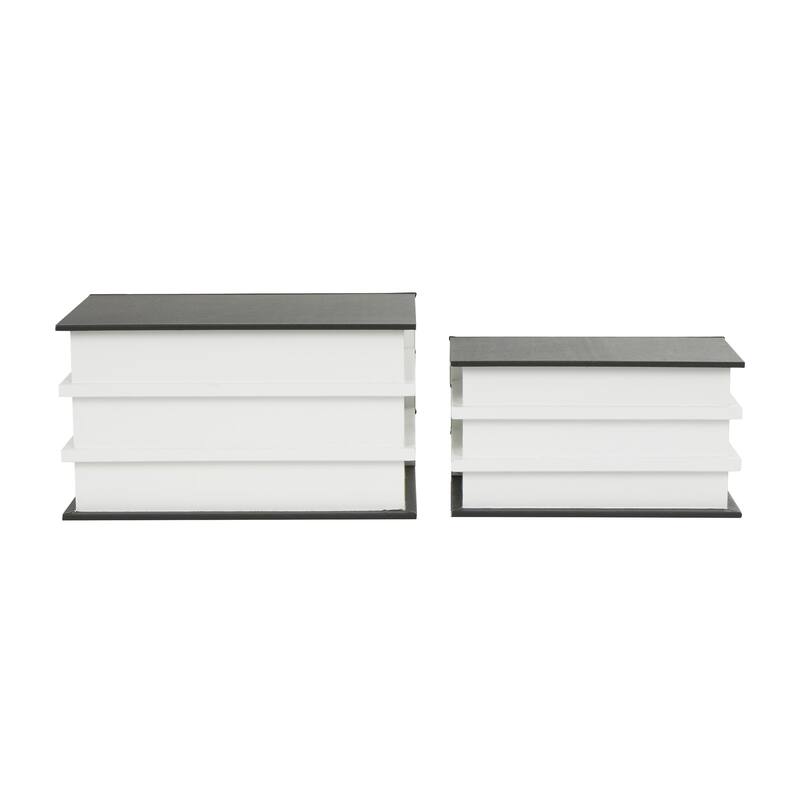 Canvas Decorative Box with White Explore, Dream, Discover Text - Set of 2 Black - Roche River Decor