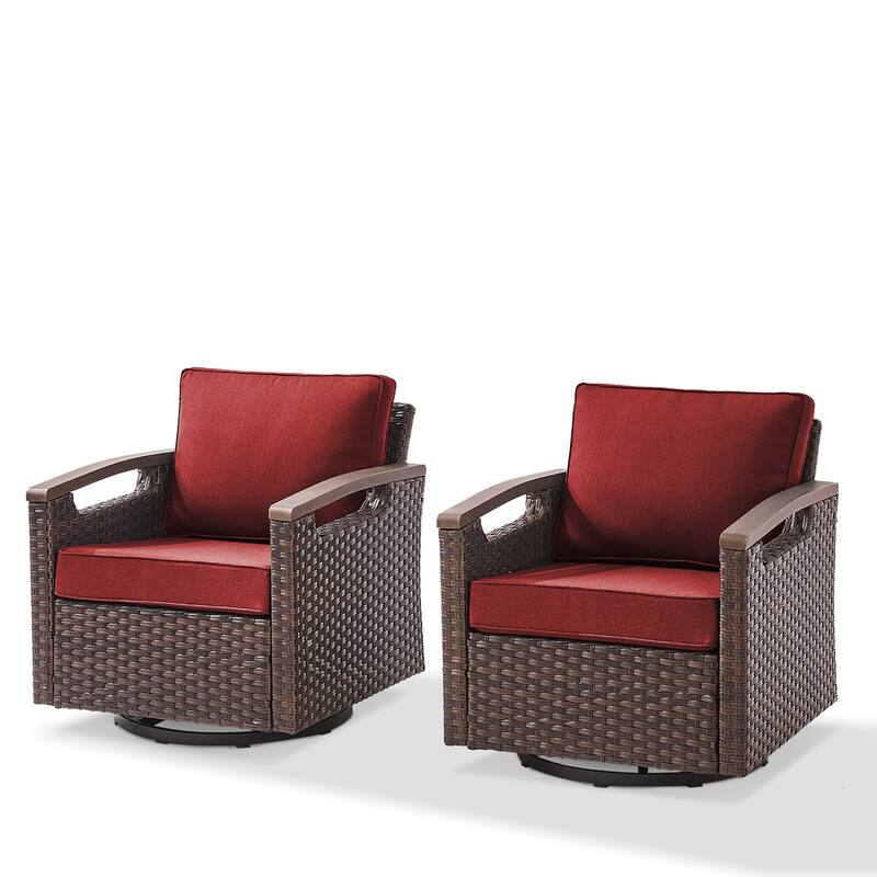 Outdoor 360° Swivel Chair with Red Cushion