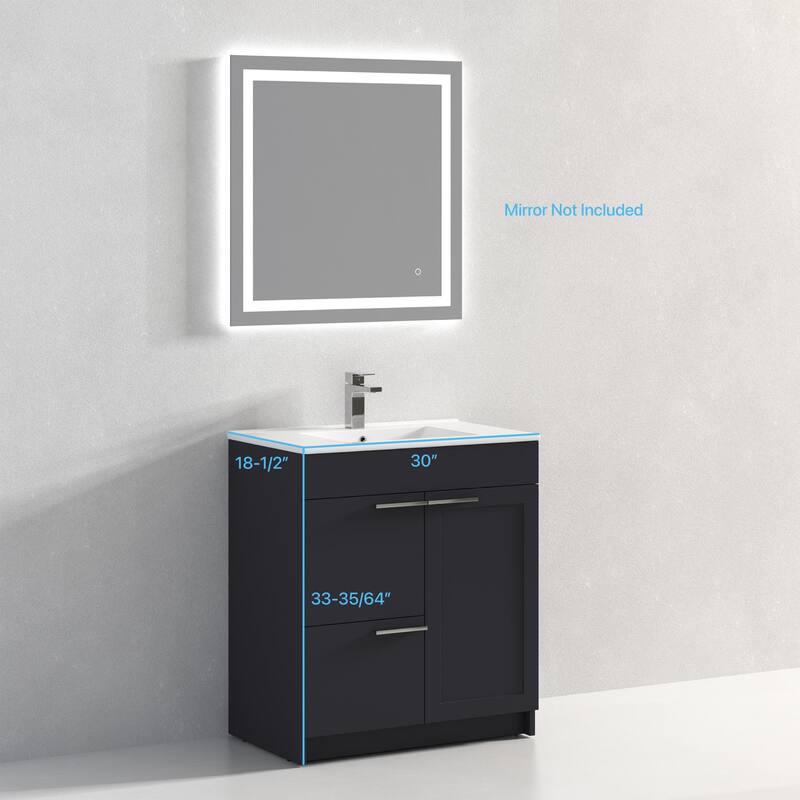 Blossom Hanover 30 Inch Bathroom Vanity with Topmount Ceramic Sink