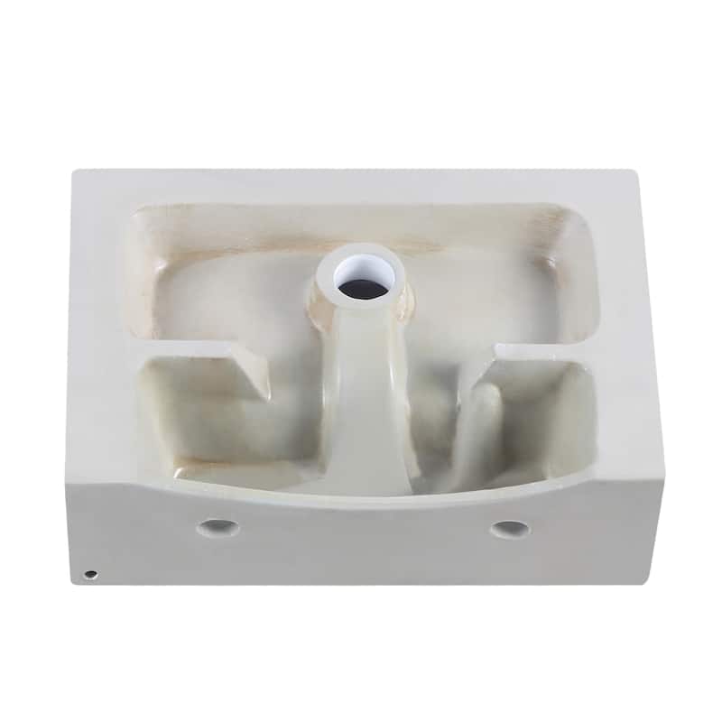 HOROW Rectangular Wall-Mount Install or On Countertop Bathroom Sink 17.72 in. with Single Faucet Hole in White