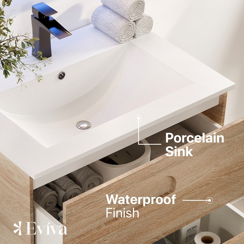 Eviva Joy 32"W Bath Vanity with Integrated Porcelain Sink