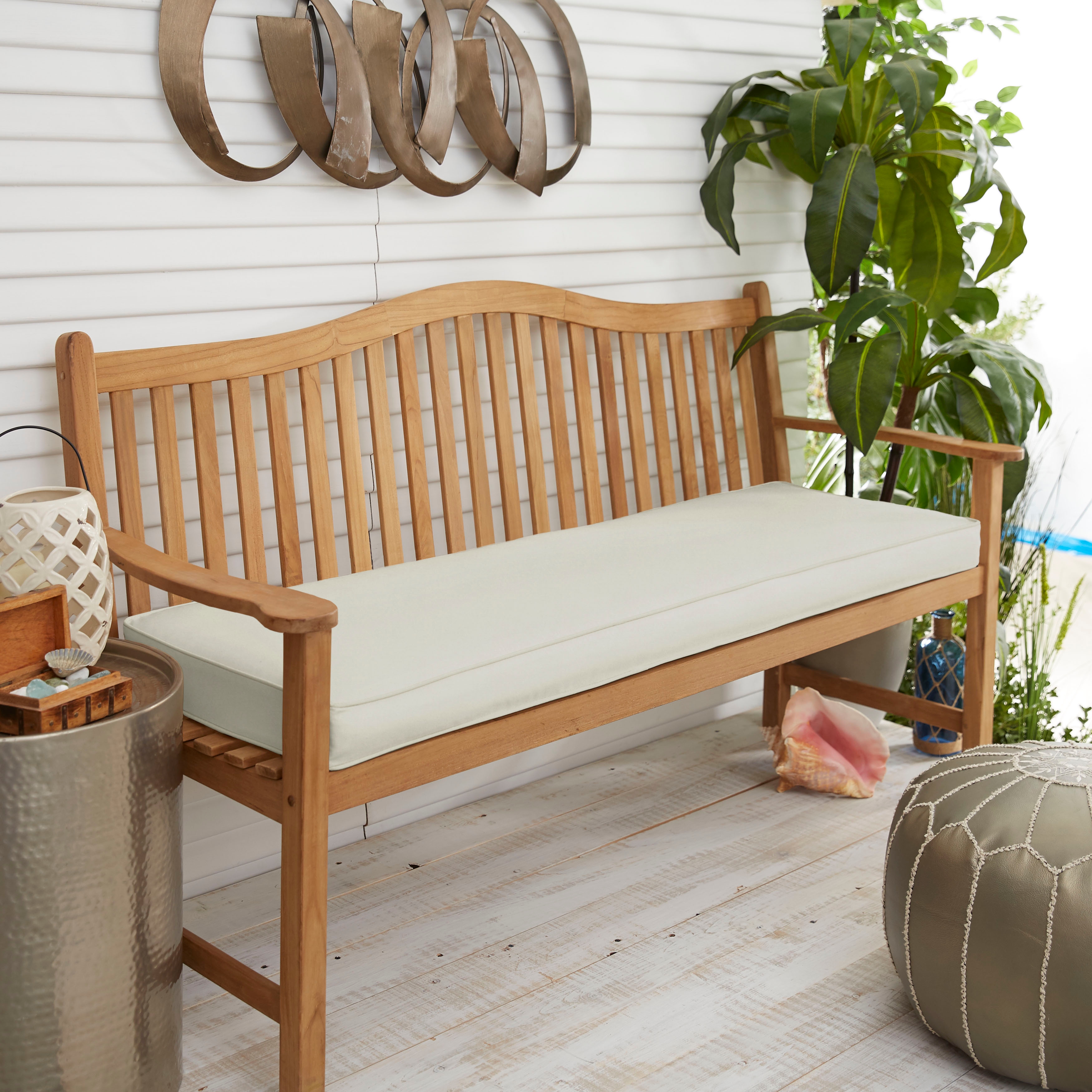 Sunbrella Canvas Ivory Indoor Outdoor Bench Cushion 55 to 60