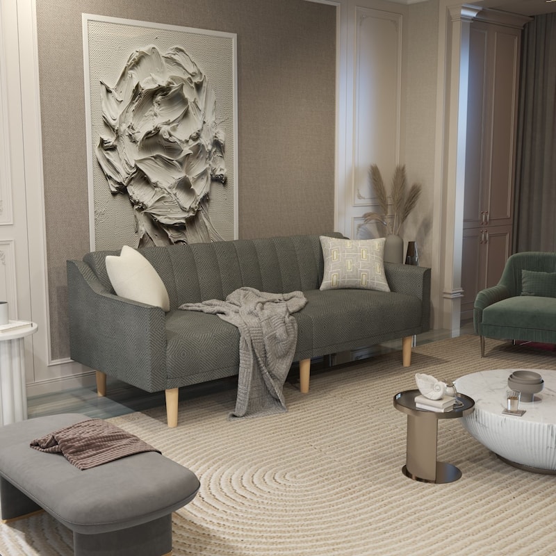 74.02" Modern Velvet Sofa Bed with Adjustable Backrest