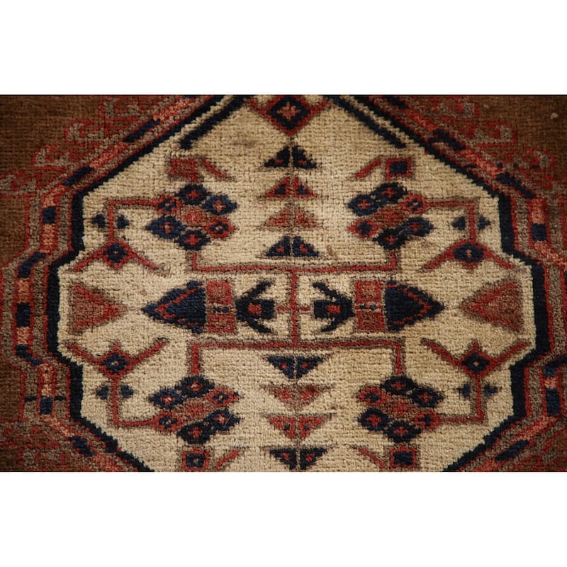 Traditional Ardebil Persian Vintage Runner Rug Handmade Wool Carpet - 2'10"x 10'5"