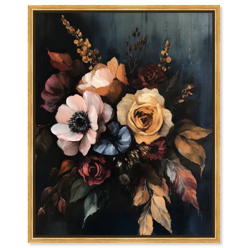 Dark Roses Beauty I Canvas by Art Remedy - 24" x 30" - Gold