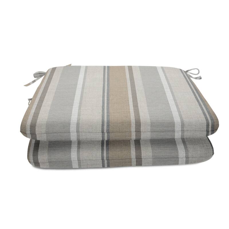 Sunbrella® Stripe Fabric 2-Piece Indoor/Outdoor Seat Pad Cushion, 18"W x 18"L, Maxim Forest Green