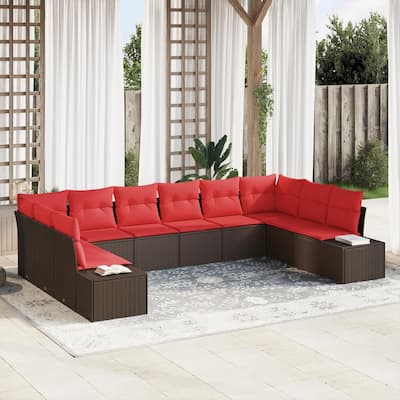 vidaXL 11 Piece Garden Sofa Set with Cushions - 135.4×82.3×27.2