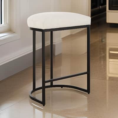 Gyn Counter Height Stool, White Performance Fabric, Black Cantilever Base