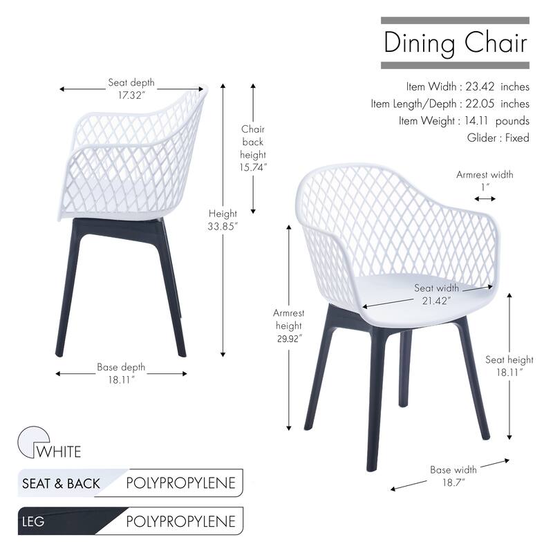 Porthos Home Miro Dining Chairs Set Of 2, Plastic Shell And Legs