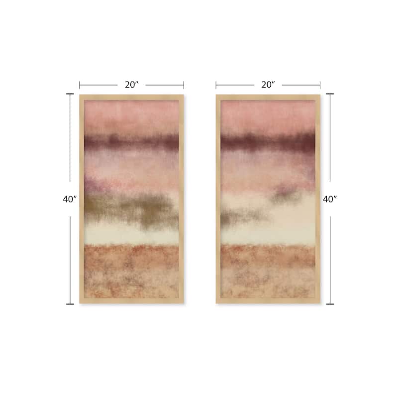 "Abstract watercolor landscape" Set of Two Framed Textured Wall Art