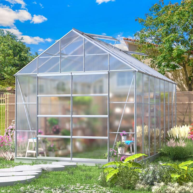 Outdoor 12' x 10' Outdoor Walk-in Hobby Greenhouse for Plants - 10*12