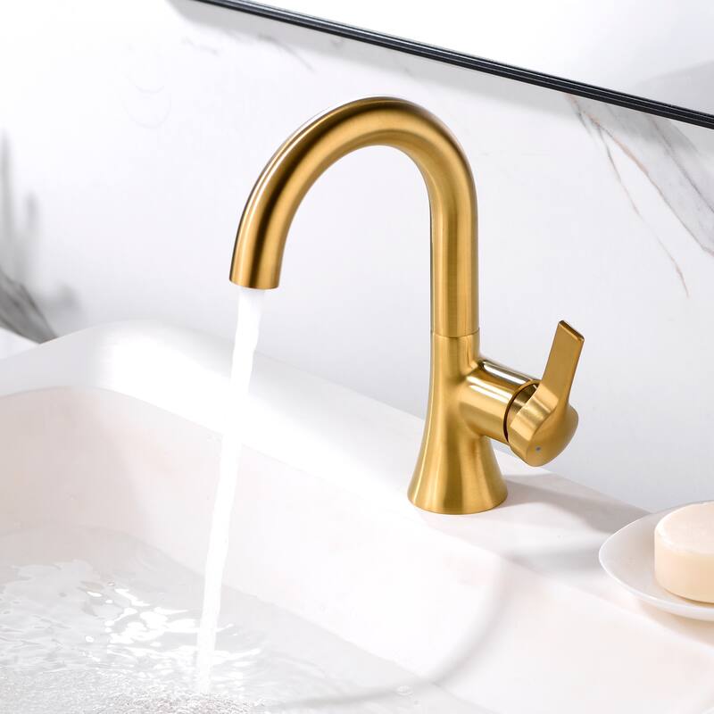 Luxier BSH11-S Single Handle Single Hole Bathroom Faucet with Drain