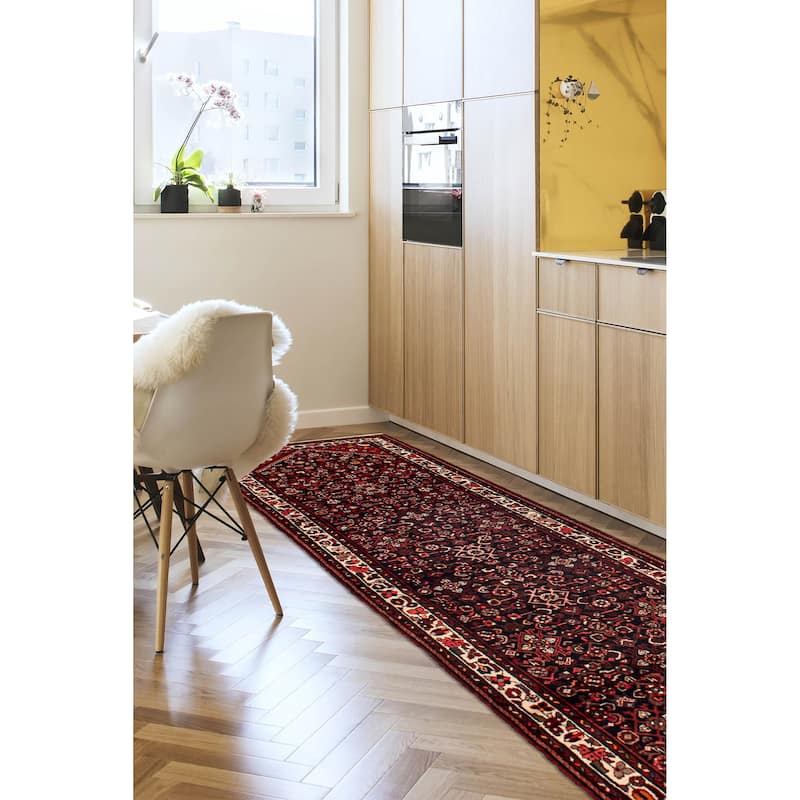 ECARPETGALLERY Hand-knotted Andelz Dark Navy Wool Rug - 3'10 x 14'6