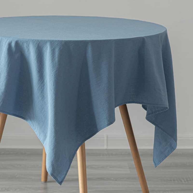 Deerlux 100% Pure Linen Washable Tablecloth Solid Color - 52 x 78 in. Blue
