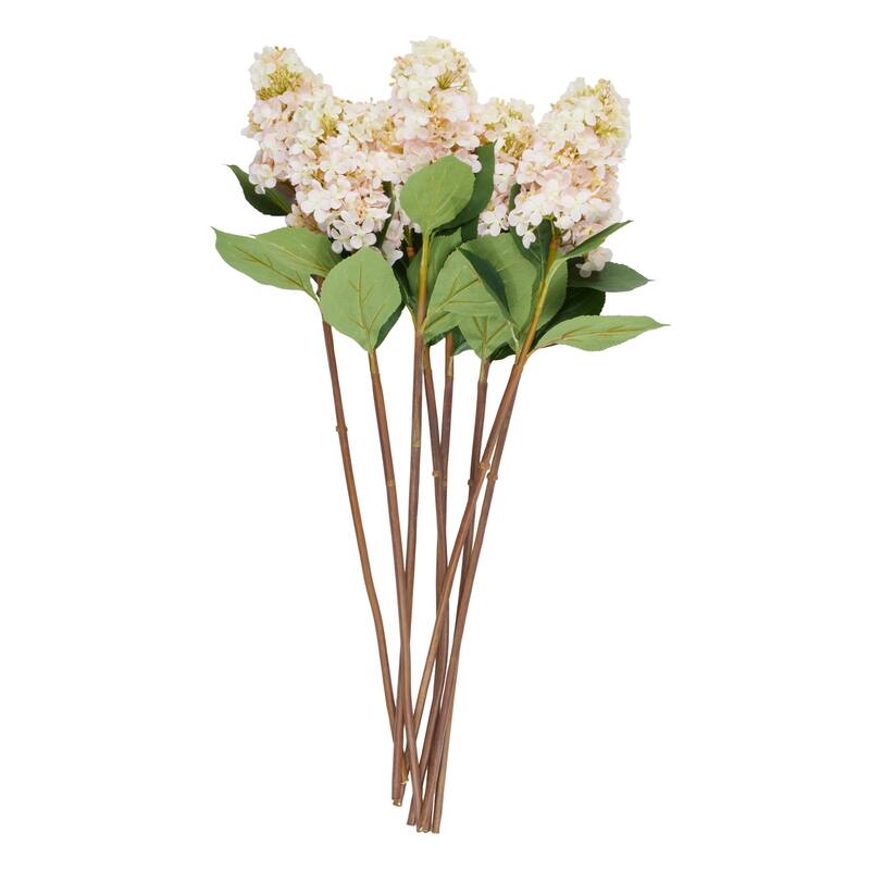 Pink Faux Foliage Tall Hydrangea Artificial Flower Stem (Set of 8)
