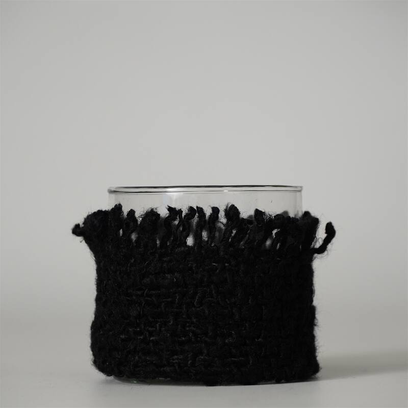 Textured Glass Votive Candle Holder - 3" - Gray