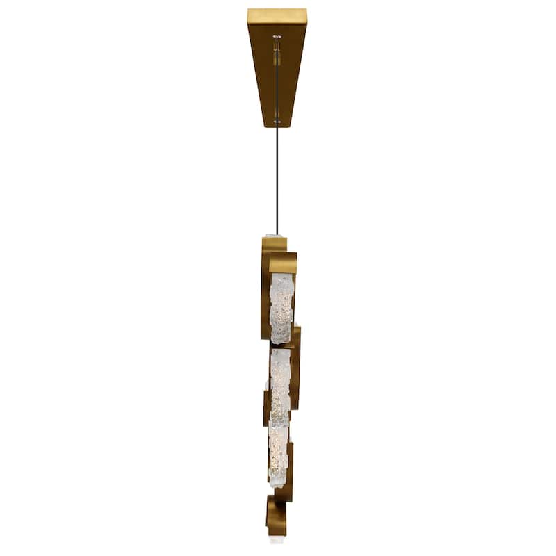 Moon Integrated LED 70in Brass Chandelier with Handcrafted Glass