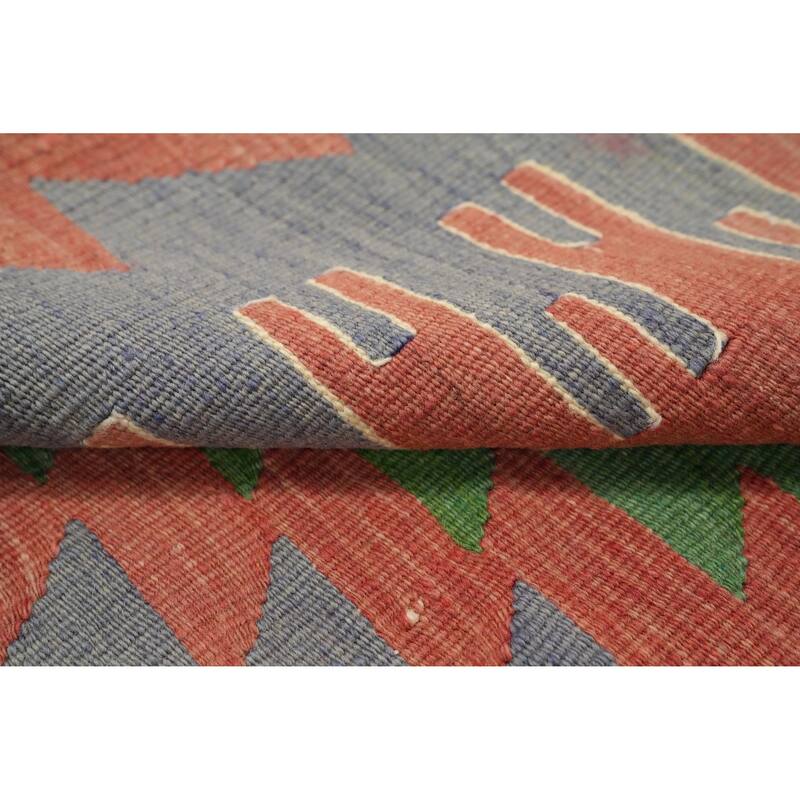 Hand Woven Oriental 100% Wool Carpet Southwestern Tribal Coral Kilim Area Rug - 7' 8'' X 6' 1''