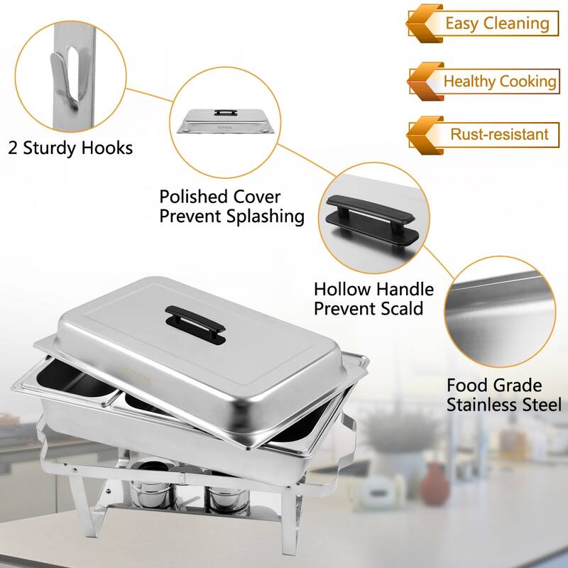 8QT Triple Server Food Warmer Buffet Trays Stove Chafing Dish