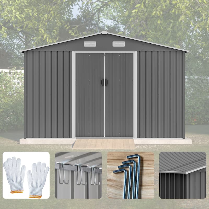 Rust-resistant Metal Garden Shed with Lockable Doors Outdoor Storage Shed Tool Shed, Integrated Vents, Water-proof