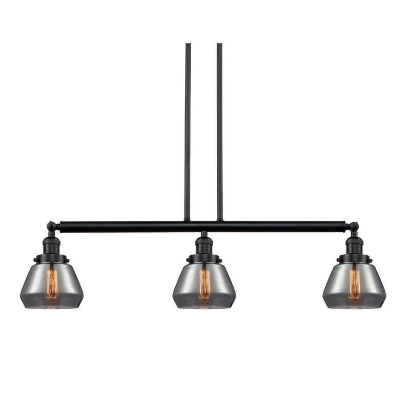 Innovations Lighting Fulton 3 Light 39" Wide Linear Chandelier - Matte Black / Plated Smoked