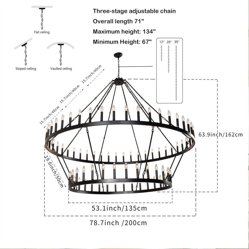 2 Tier Wagon Wheel Chandelier Large Farmhouse Rustic Round Chandeliers