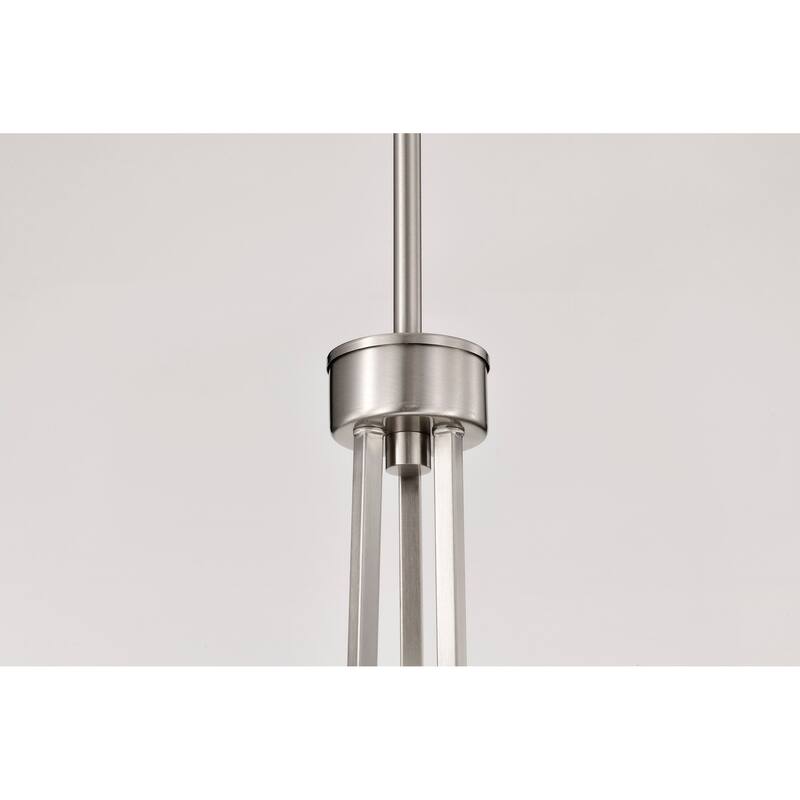 Royale 6 Light Chandelier Brushed Nickel Finish Ribbed White Glass - Brushed Nickel