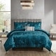 preview thumbnail 1 of 42, Madison Park Reagan 5 Piece Crinkle Velvet Comforter Set Teal - California King