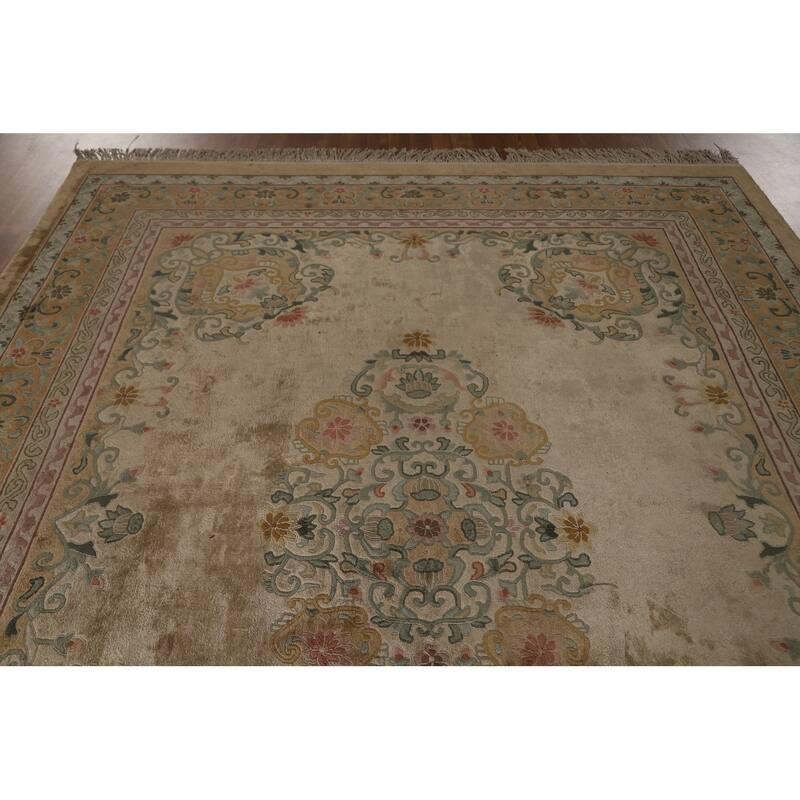Handmade Art Deco Chinese Antique Area Rug Oriental Silk Carpet - 7'11" x 10'1"