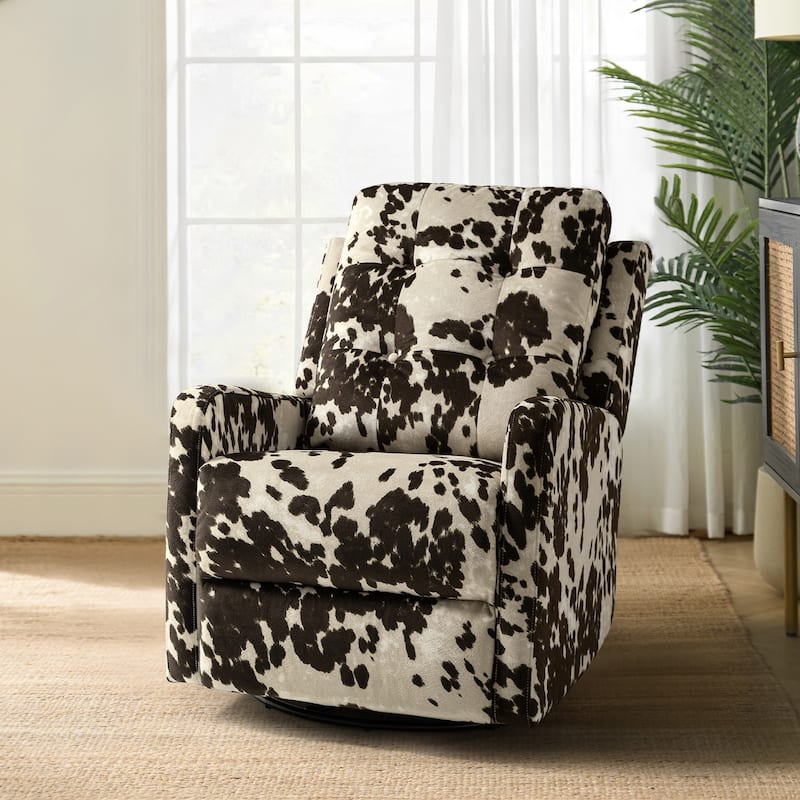 Arlette Modern Floral Manual Swivel Rocking Recliner with Tufted Ergonomic Segmented Backres and Angle Adjustment Button