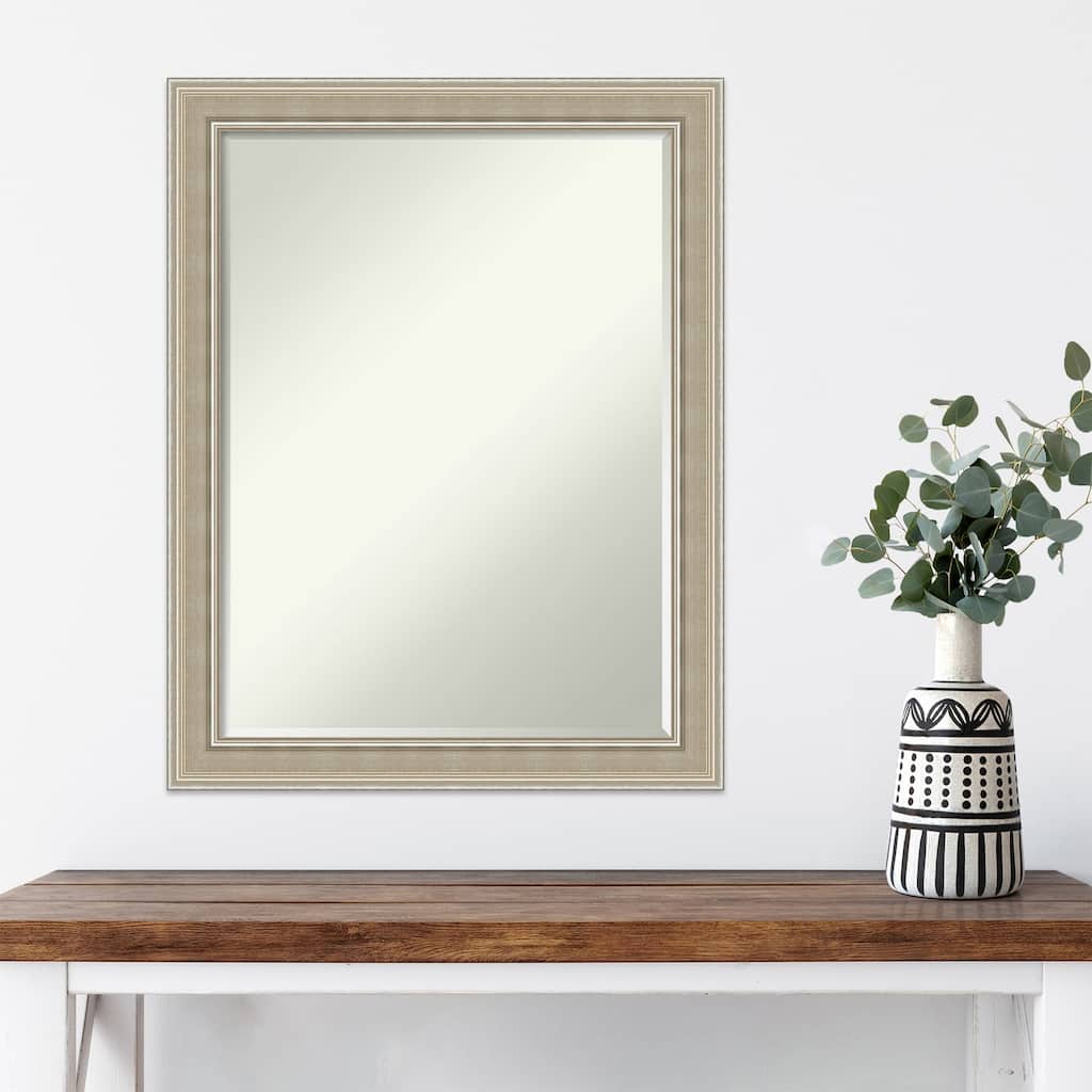 Mezzo Silver Half-Inch-Bevel Wood Framed Wall Mirror - Mezzo Silver - Glass Size 18x24