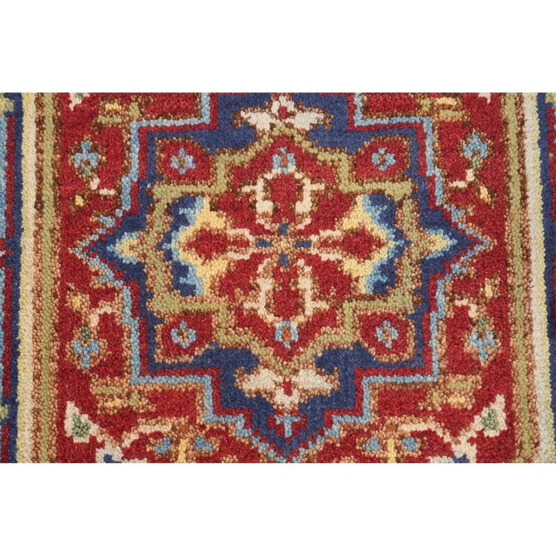 Hand Knotted Oriental 100% Wool Carpet Traditional Medallion Red Heriz (serapi) Area Rug - 3' 0'' X 2' 0''