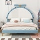 preview thumbnail 1 of 6, Twin Size Upholstered Platform Bed Frame with Alarm Clock Shaped Headboard Blue