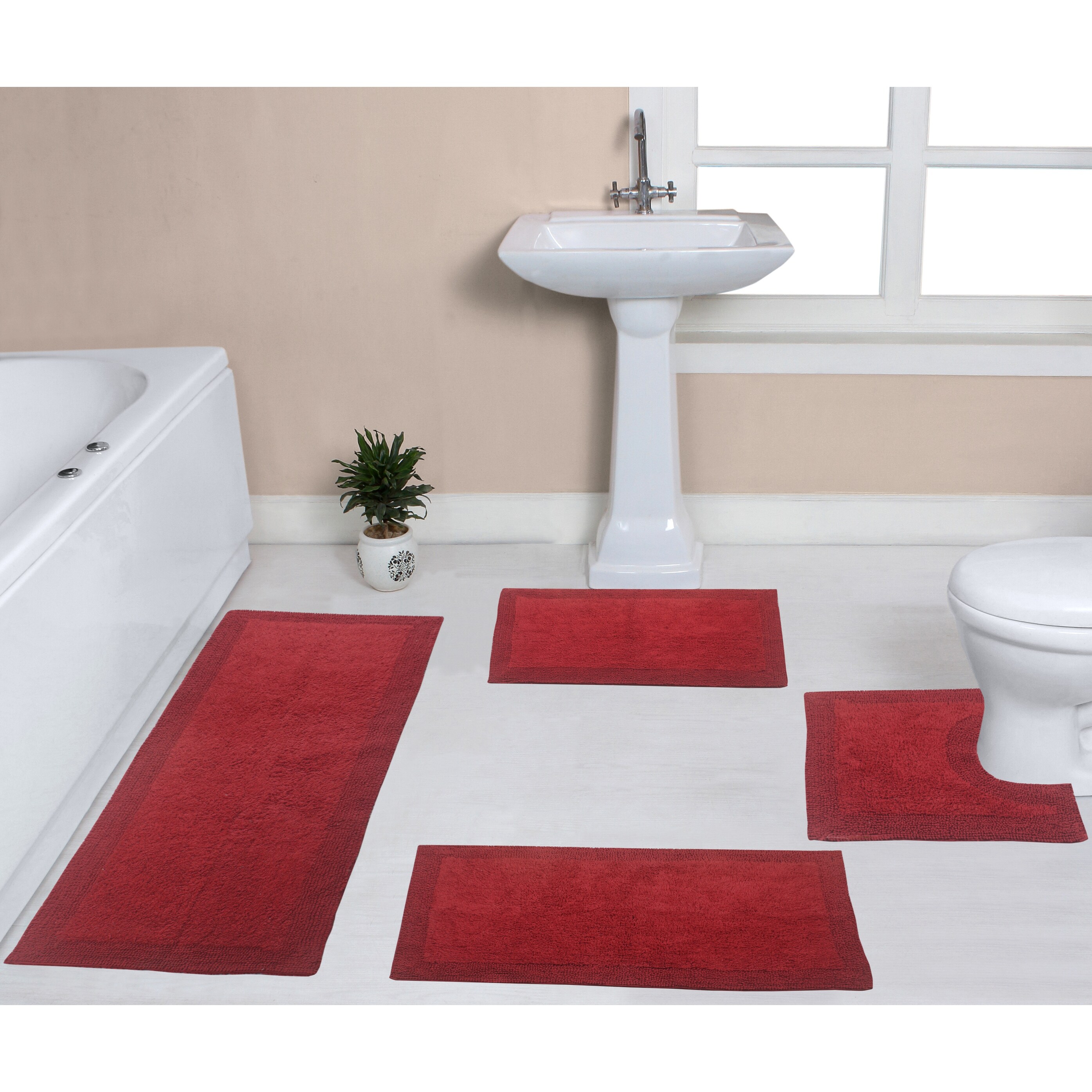 Bathroom Rugs - Cotton Bathroom Mat Set - Machine Washable Bath Mats by  Lavish Home (Brick) - Bed Bath & Beyond - 39459300