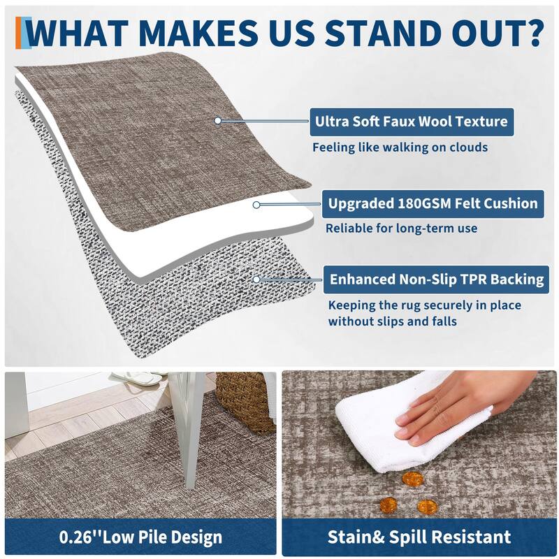 Washable Living Room Rugs Farmhouse Rug Modern Solid Carpet Soft Non Slip Area Rug