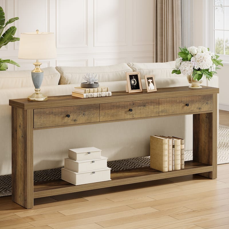 71'' Wood Console Sofa Accent Table with 3-Drawers for Entryway