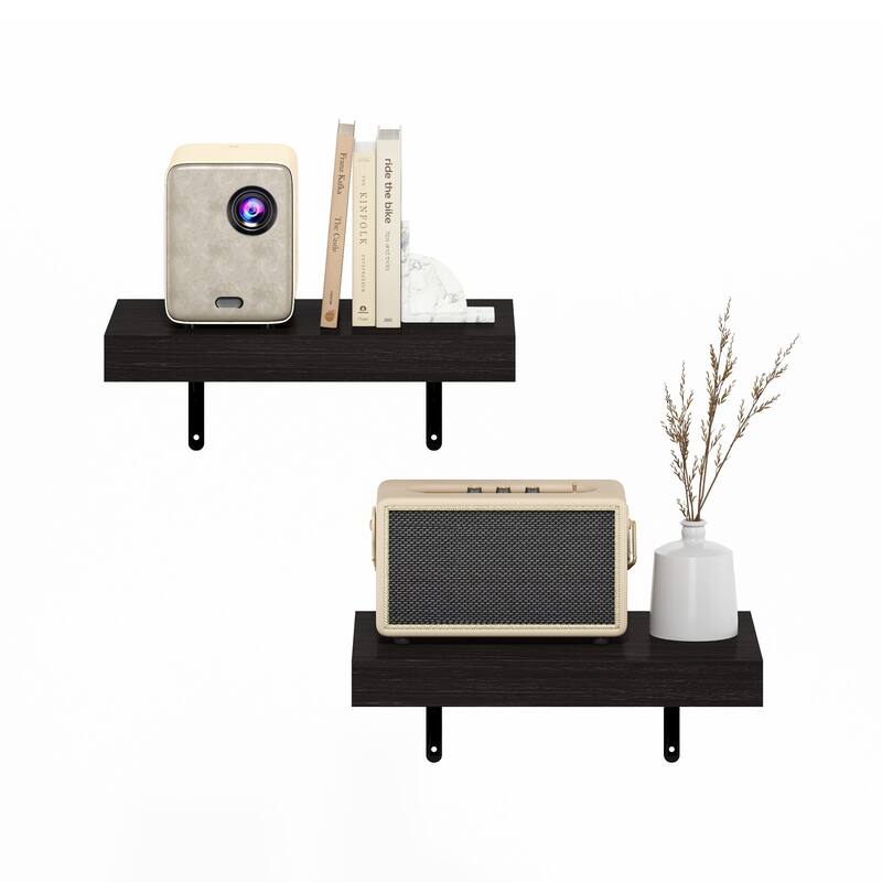 Furinno Tanna 15-Inch Wall Mounted Floating Display Shelves, Natural, Set of 2