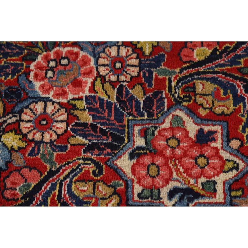 Hand Knotted Oriental 100% Wool Carpet Traditional Floral Red Sarouk Area Rug - 13' 7'' X 10' 7''