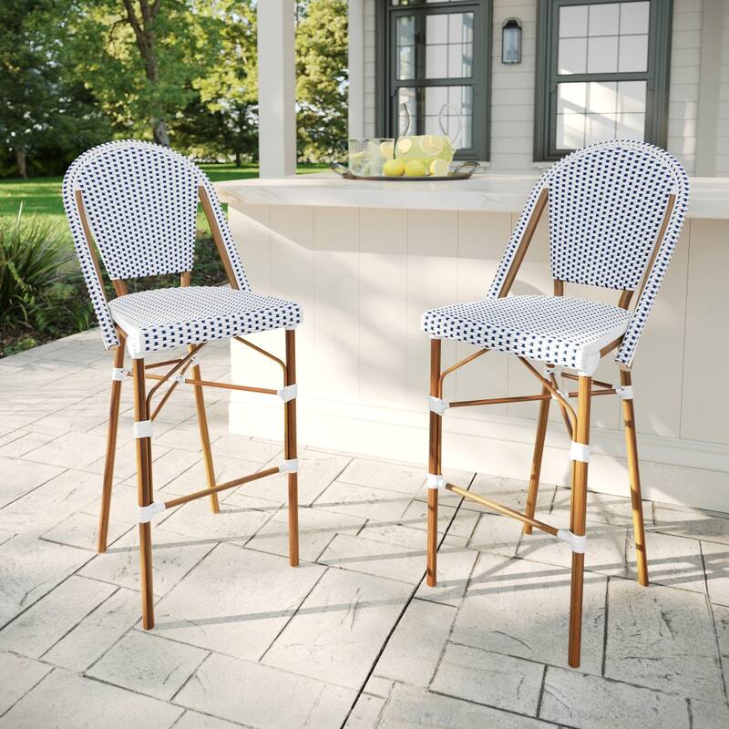 Martha Stewart 2PK All-Weather Stackable Patio Bistro Bar Stools - 18.5"W x 23.25"D x 45.75"H