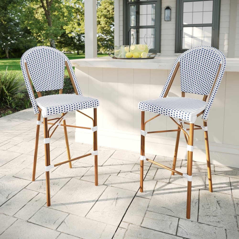 Martha Stewart 2PK All-Weather Stackable Patio Bistro Bar Stools - 18.5"W x 23.25"D x 45.75"H