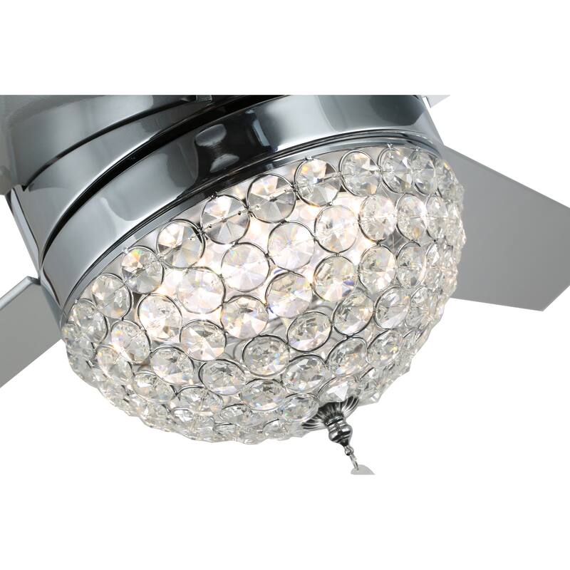 Bella Depot 52" Modern Crystal Ceiling Fan with LED Light, Reversible Ceiling Fan with Remote Control