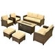 preview thumbnail 13 of 28, HOOOWOOO 7-piece Outdoor Wicker Rattan Patio Conversation Set with Fire Pit